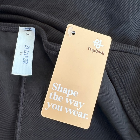 POPILUSH Built-In Shapewear Long Sleeve Maxi Lounge Dress in Black - Picture 6 of 6